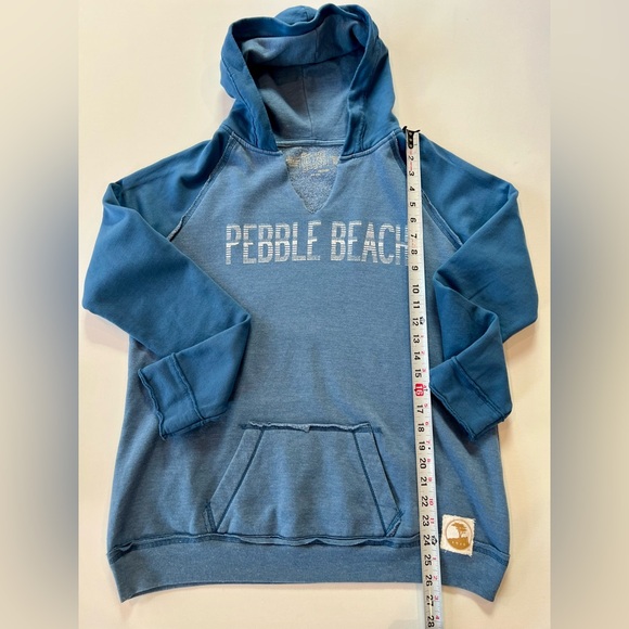 The Original Retro Brand Pebble Beach Two Tone Blue Hoodie Sweatshirt Cali - Picture 4 of 14
